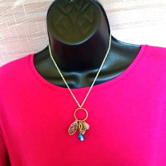 Charm and bead Necklace, silver-tone,  18"-20" CHAIN length - Picture 2 of 3